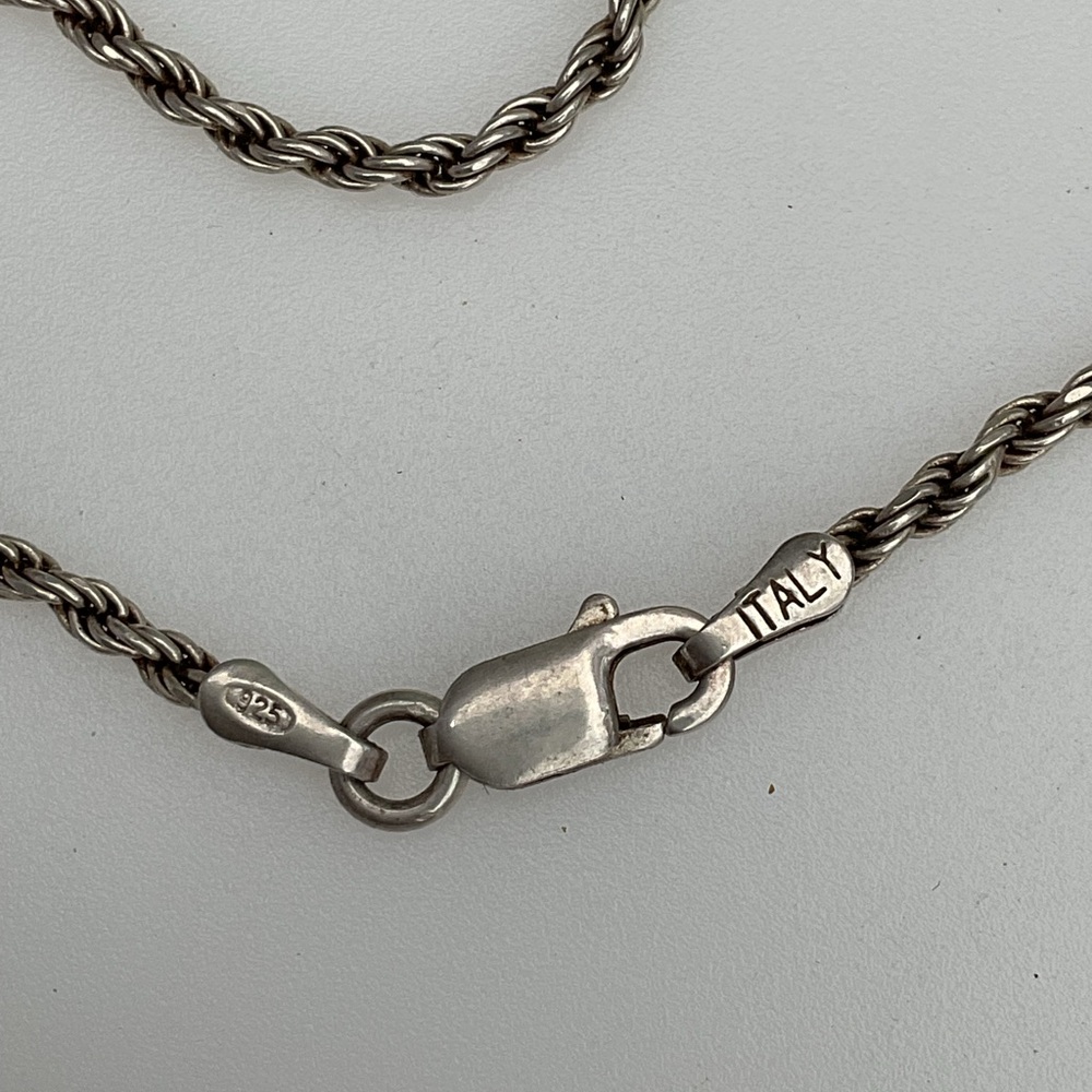 Italian Sterling Silver 925 Green Glass Spiral Pendant Necklace  Made in Italy - Picture 5 of 8